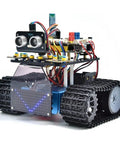 Hands On Mini Smart Tank Robot V3.0 Build Kit For STEM Fans, Programmable Tank Bot With Arduino And Mixly Compatibility, Easy Assembly, Line Tracking, Fire Extinguishing, Light Following, And Educational Fun For Makers, black tracked robot kit