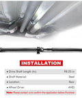 Heavy Duty Rear Driveshaft Support Carrier Bracket Fits Ford F150 2009 2014, 98 inch steel shaft installation view.