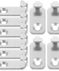 Set of twenty stainless steel picture hangers for wall mounting, durable brackets for drywall installation.