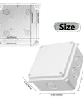 IP65 Outdoor Junction Box 200 Pack White ABS Plastic Waterproof Enclosure For DIY Electronics And Sensor Wiring, Weatherproof Project Case Built For Tinkerers And Pros, Rain Dust Moisture Safe, 3.9x3.9x2.8 In., size view with dimensions