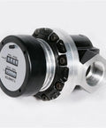 VAWNHIOPG 2 Inch Heavy Duty Electronic Transfer Pump With Mechanical Counter Oval Gear Flow Meter showing detailed flow meter.