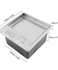 Slick Silver Recessed Floor Electrical Outlet Kit With Built In Sealing Loop For Tile And Marble Floors Tough As Nails Stainless Steel Build No Stress Lift Up Cover 2 Prong 6 Hole Design dimensions and design details