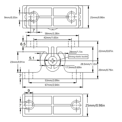 Solid Nylon Door Retainer Catch For Motorhomes And Campers Stops Doors From Slamming with size and dimensions diagram.