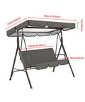 Three Seat Patio Swing Canopy Replacement With Removable Seat Cover Weatherproof Green Garden Cover, dimensions shown