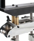 Close-up of heavy-duty Three Station Roller Bender for roofing sheet metal with 0 to 90 degree bending capability.