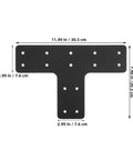 Heavy Duty T Shaped Post Brackets With Fifty Six Screws Hella Durable Steel mending plate showing dimensions 11.99 x 7.98 inches.