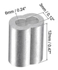 Heavy Duty Aluminum Crimping Loop Sleeves Set, 200 Pieces, 2.5mm Three Thirty Second Inch Cable Ferrules For Wire Rope And Cable, Corrosion Resistant, 6mm opening shown