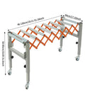Heavy Duty Adjustable Conveyor Roller Stand Expandable From 18 To 51 Inches For Table Saw Outfeed Support iron frame with wheels
