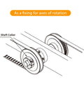 Four Piece Split Shaft Collar Kit In Aluminum Alloy Built For Gear Box Assemblies With One Inch Bore And Screw Clamps That Give You A No Sweat Install Experience Perfect For Any Garage Work Or Machine Build Projects Today. SCS shaft collar diagram on rotating axle