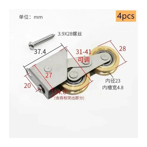 Heavy Duty Sliding Door Rollers With Double Stainless Steel Wheels And Precision Bearings For Shower Doors Closet Tracks And Patio Gliders, featuring detailed measurements.