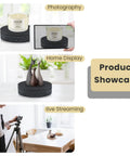 Smooth As Silk Electric Rotating Display Stand Featuring 5 7 Inch Platform And Flawless 360 Degree View For Jewelry Exhibits Studio Snapshots And Sturdy Loads Up To Twenty Two Pounds Black Option in home display and live streaming setup.