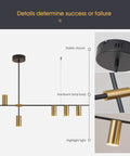 Modern Kitchen Island Light With Remote Dimmable LED Linear Pendant Light 39.3 Inch Black And Gold Dope Dining Room Fixture details