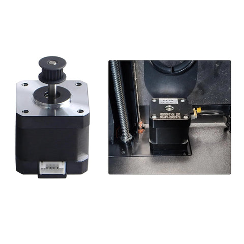 Z-axis stepper motor Creality K1 replacement NEMA 17 with 20T pulley installed and shown separately.