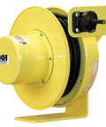 Durable Workhorse Industrial Retractable Power Cord Reel Featuring 50 Foot Oil Resistant Extension Cable, side view showing 50ft 10AWG cable.
