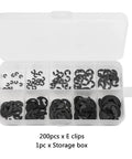 120 Pcs E Clips Assortment Set Heat Treated External Retaining Clips Manganese Steel Snap Rings Kit in clear storage box