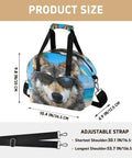 Insulated Lunch Box Tote Cooler Bag With Leakproof Design featuring a wolf print, adjustable shoulder strap, dimensions shown