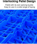 Lightweight Plastic Pallet For Quick Basement And Garage Storage, Stash Ready Nestable Interlocking Grid Tray in blue