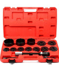 Front Wheel Hub Bearing Puller And Installer Remover Tool Set With Threaded Press Screw Cups Plates Heavy Carbon Steel Carrying Case open
