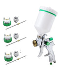 Top Shelf Hard Core Handheld Airbrush Paint Sprayer Kit With Adjustable Hvlp Nozzles Tough Aluminum Body And Rust Proof Steel Tips, featuring spray gun and nozzles.