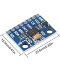 Two Pack ADXL345 3-Axis Accelerometer Module With Tilt And Inclination, High-Res 16G Range, Digital 16-Bit Output, I2C Or SPI Interface, Perfect For Arduino, Raspberry Pi, Motion Sensing Projects. Blue PCB module with 15.5mm x 20.5mm dimensions