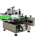 Automatic Round Bottle Labeling Machine Smooth Operator Belt Conveyor Applicator showing label application mechanism and conveyor system.