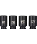 Beefy Four Piece Half Inch Drive Deep Impact Socket Set Six Point CR MO Steel Metric Sizes 32 33 35 36mm