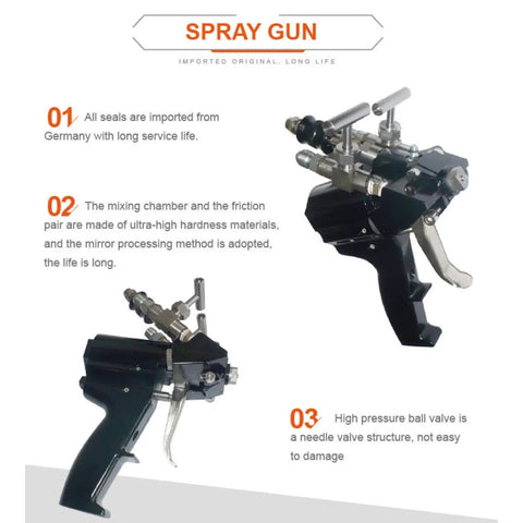 High Performance Dual Component Foam Machine Polyurethane Spray Equipment for precision insulation application, featuring durable spray gun design.