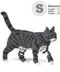 Tabby Cat Plastic Building Blocks Set DIY Brick Sculpture With Real Scale And Shape Sturdy Without Glue Dark Gray Color For Age 14 And Up Crafty Cat Lovers And Hobbyists, size S, 41.3cm x 8.1cm x 28.8cm
