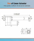 Heavy Duty Electric Linear Actuator With 12V 24V 48V Options, 50mm To 1500mm Stroke, IP66 Waterproof, technical drawing