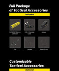 P23i Long Range Flashlight With 3000 Lumens 470 Meter Throw Rechargeable accessories including battery, cable, holster, clip