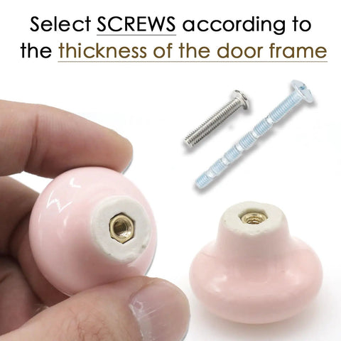 Top Tier Pink Ceramic Cabinet Knobs That Totally Level Up Your Kitchen Or Bathroom Easy Install With Matching Screws showing a glossy pink knob and screws, ideal for easy installations.