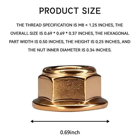 10 Pack M8 Exhaust Manifold Nuts Copper Plated Self Locking Flange Kit Replacement For OEM A1201420072 Universal Fit