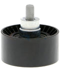 Heavy Duty Left Accessory Drive Belt Idler Pulley For BMW 535i 2011-2016, black plastic design with metal center mount.
