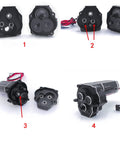 Aluminum Transmission Case For 1/18 TRX4M RC Crawler, 16.6 To 1 Gearbox With Gear, detailed view of gears and casing layout.