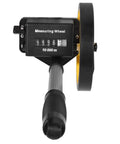 Jiawu Distance Measuring Wheel 0-9999.9m Portable Measuring Wheel with Telescopic Handle, black wheel and display view.