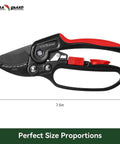 Ratchet Pruning Shears For Gardeners, 3x Cutting Power, Sharp Garden Clippers with red handle, 7.5 inch size measurement visible