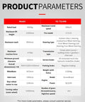 Top Shelf Heavy Duty Telehandler And Telescopic Forklift specifications table detailing model YG-TS1440 features and parameters.