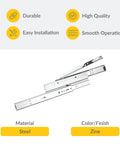 Beefy Heavy Duty Progressive Drawer Slides Rolling Slick On Precision Ball Bearings Supporting Up To One Hundred Fifty Lb Loads Zinc Steel Side Mount Track Hardware Tough For Shop Drawers And Toolboxes Solid Pair close-up with smooth finish and mounting holes.