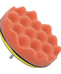 Versatile 6 Inch Sponge Polishing Buffing Pad Wheel Kit For Car Waxing Surface Cleaning And Detailing Easy To Use Durable Wool And Foam Discs, close-up view of orange sponge pad.