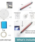Contents of Grooved Diamond Painting Wheel Tool For Pro Grade Gem Art Pen Kit with dimensions and components listed.
