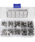 Cool M6 Threaded Insert Kit With 100pcs Stainless Steel Repair Parts For Stripped Screw Holes In Five Sizes Including Deep Threading Specs And A Tidy Divided Storage Box. open storage box with M6 stainless steel threaded inserts in five sizes