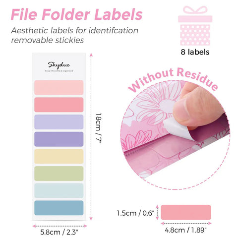 Floral 5 Pocket Accordion File Organizer For Bills Receipts And Documents, Cute Pink Expanding File Folders label set
