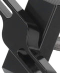Smooth And Durable Aluminum Folding Bike Hinge Clamp Black Anodized close-up showing CNC machined detail and stainless steel screw rod.