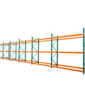 Heavy Duty Industrial Pallet Racking System With Rock Solid Q235 Steel Build And 4062 Lbs Capacity Per Bay long rack with orange beams.