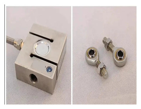 Hella Precise Digital Push Pull Dynamometer Rock Solid Force Gauge For Heavy Duty Tension And Compression Testing With Crisp Digital Screen And Usb Sync components including a metallic force sensor and metal connectors.