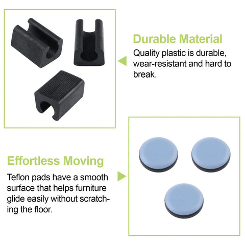 30 Piece U Shaped Chair Pad Set With Round Teflon Sliders And Cantilever Glide Kits Easy Furniture Movers For Chairs Tables Desks