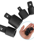 Top Tier Impact Socket Adapter Set 4 Pieces High Carbon Steel Heavy Duty Drive Reducers For 3/8 1/2 And Inch With Secure Snaps, four black adapters
