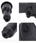 Close-up of black ABS nozzle of Pop Up Lawn Sprinkler With 360 Degree Rotating Impact Spray, Adjustable Water Pressure for garden irrigation.