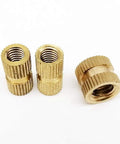 Solid Brass Metric Thread Insert Nuts For Woodworking And Metalworking Projects M2 To M8 Size Range, durable fasteners in three sizes.