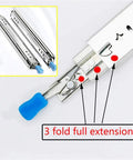 Built Tough Full Extension Drawer Slides With Heavy Duty Ball Bearing Rails side mounted, 20 inch with blue handle and full extension mechanism.